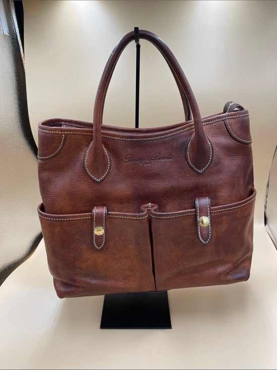 Dooney & Bourke Handbags - Dooney & Bourke Brown Florentine Vacchetta Leather Dual-Pocket Tote